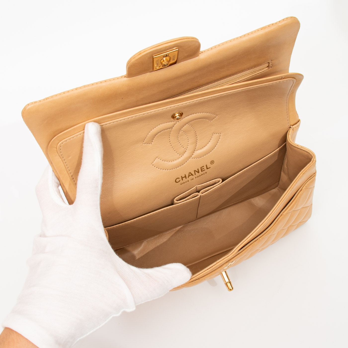 Chanel Tasche Timeless Double Flap Beige 2003–2004 8836911 – Bild 12