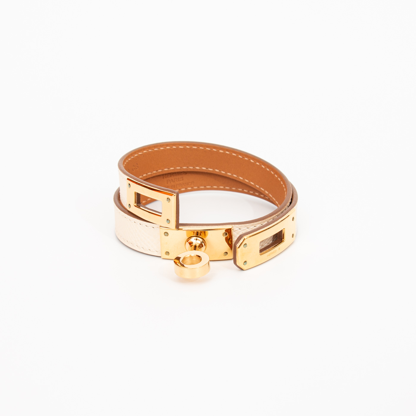 Bracelet Hermès Kelly Double Tour T3 Ivoire Or Epsom 2022 – Image 3