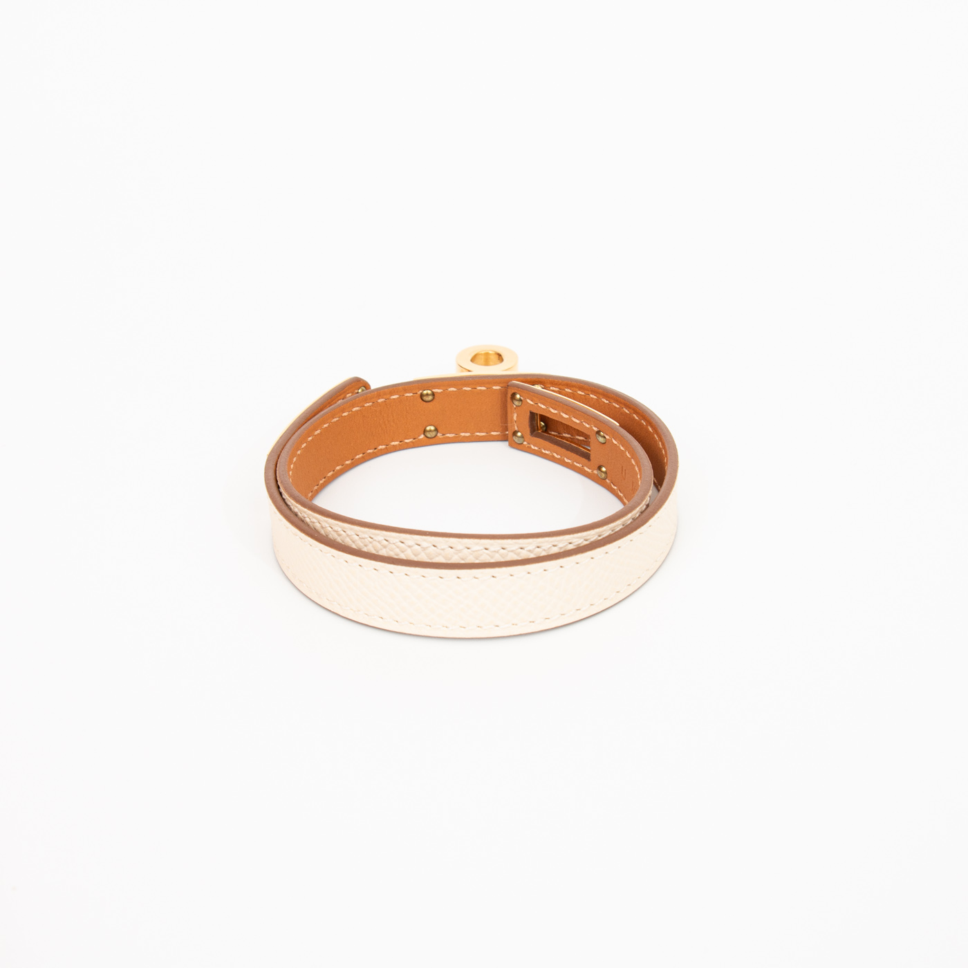Bracelet Hermès Kelly Double Tour T3 Ivoire Or Epsom 2022 – Image 4