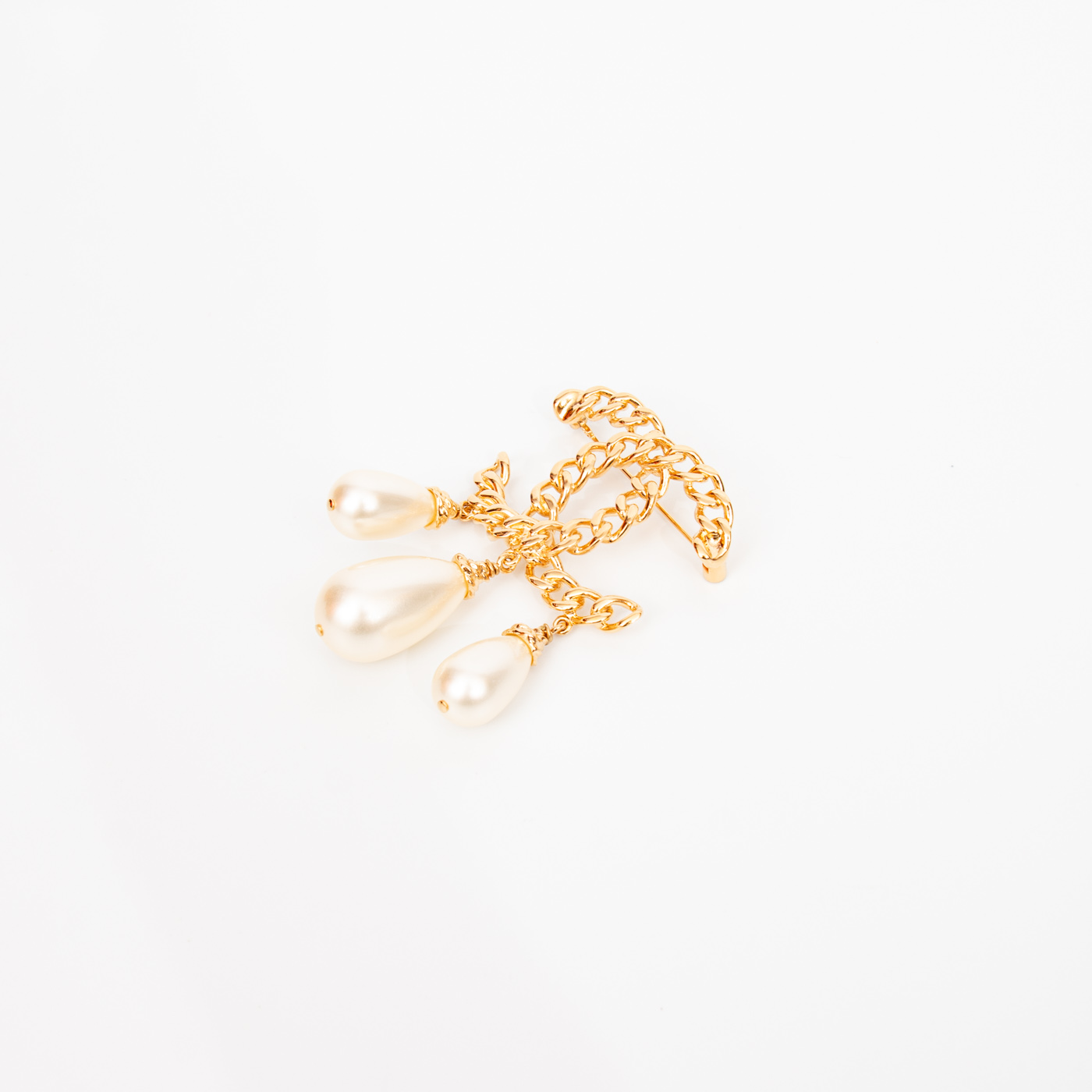 Broche Chanel CC en or et perles B20K – Image 2