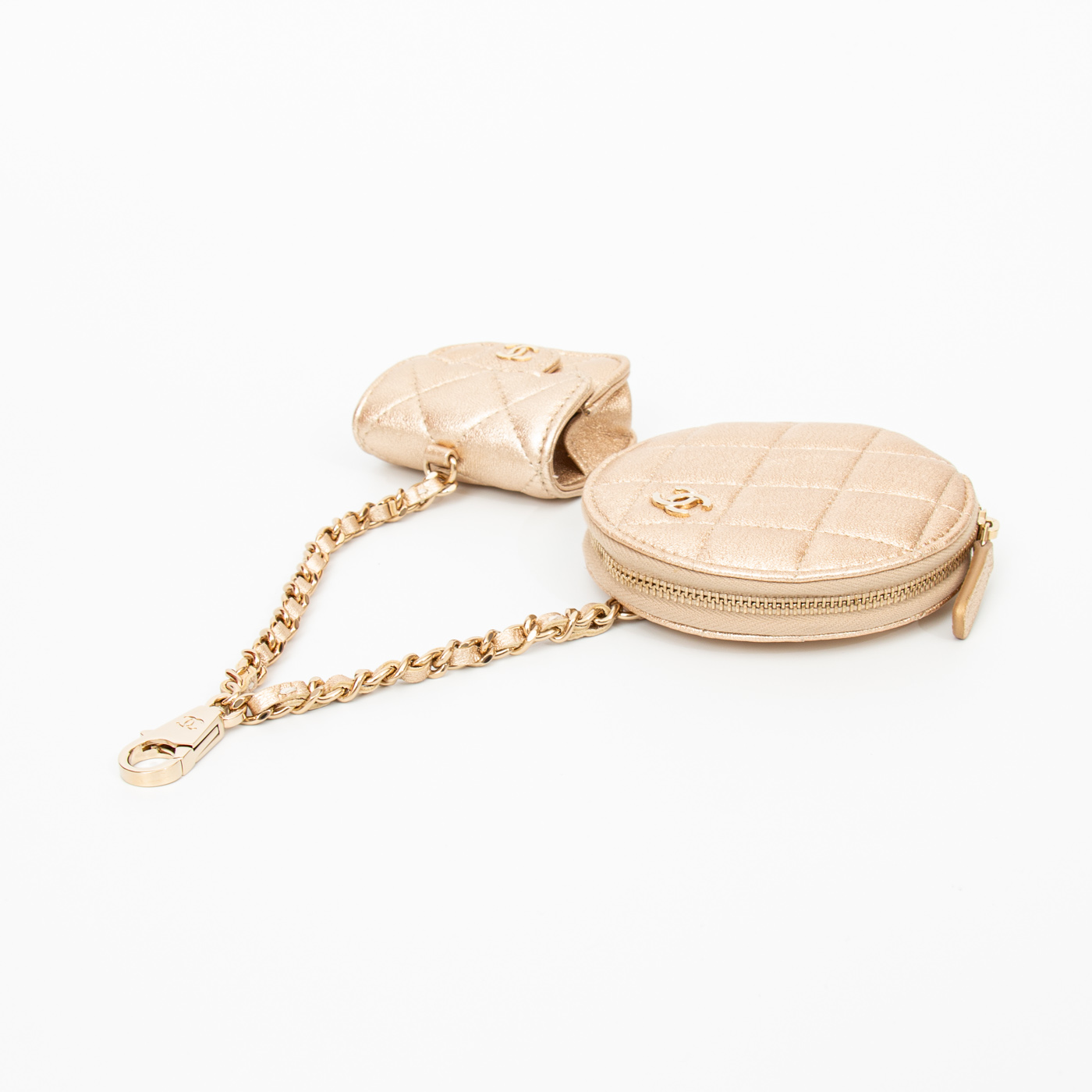 Porte-monnaie Chanel Timeless en agneau doré avec finitions dorées 2024 E99E5K57 – Image 4