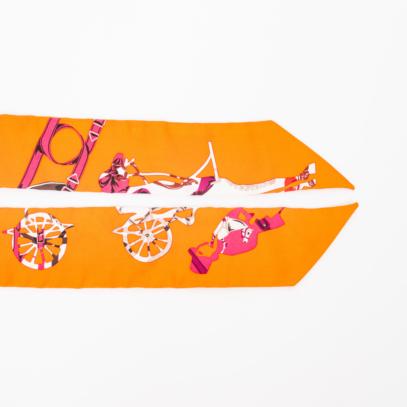 Foulard Twilly Hermès en soie orange et rose multicolore 86 cm – photo 4