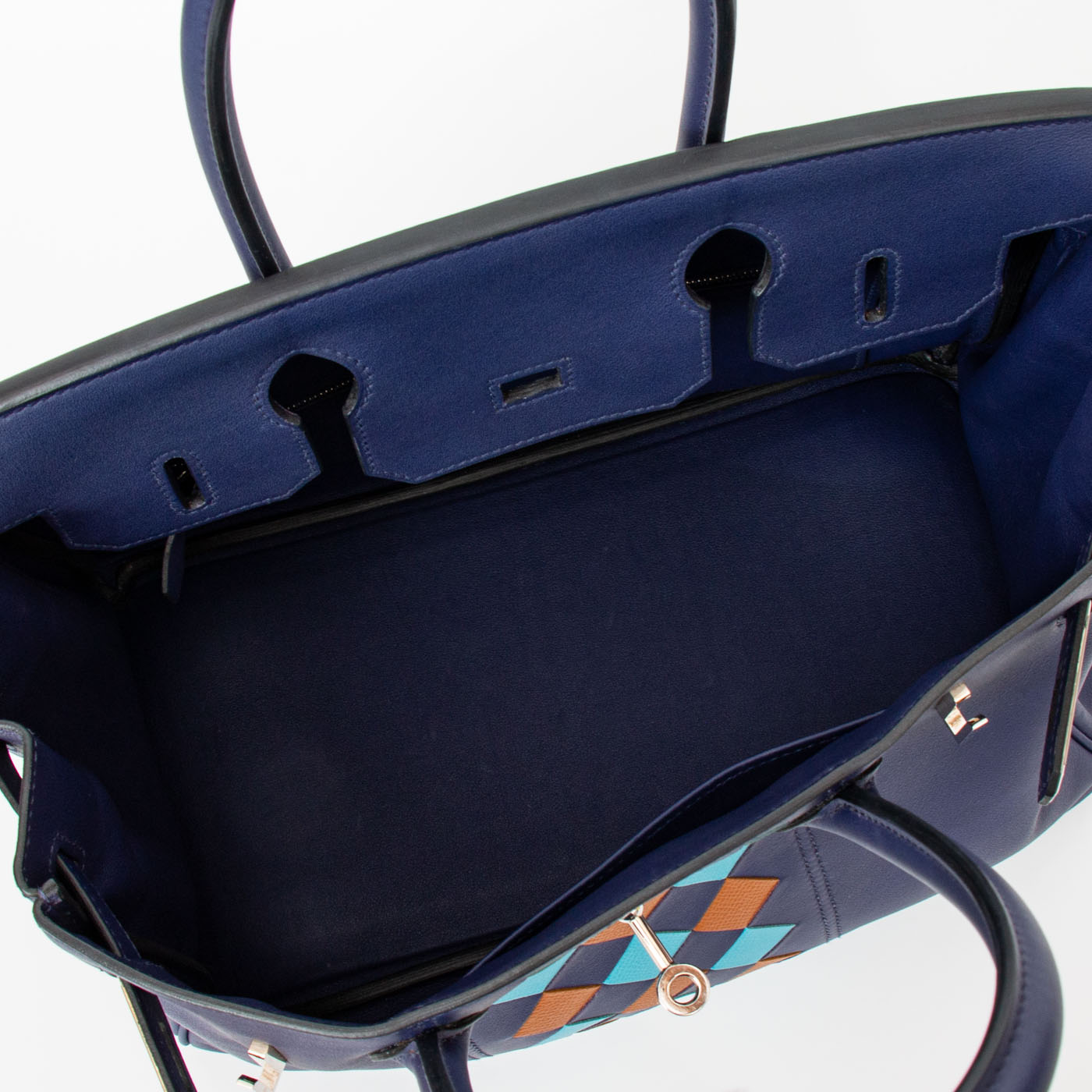 Sac à main Hermès Birkin 30 Tressage Veau Swift bleu avec finitions argentées, 2019 – Image 12