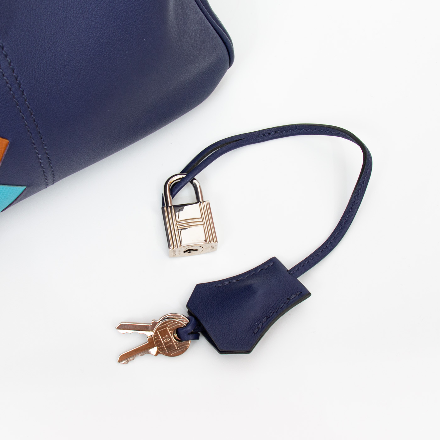 Sac à main Hermès Birkin 30 Tressage Veau Swift bleu avec finitions argentées, 2019 – Image 13