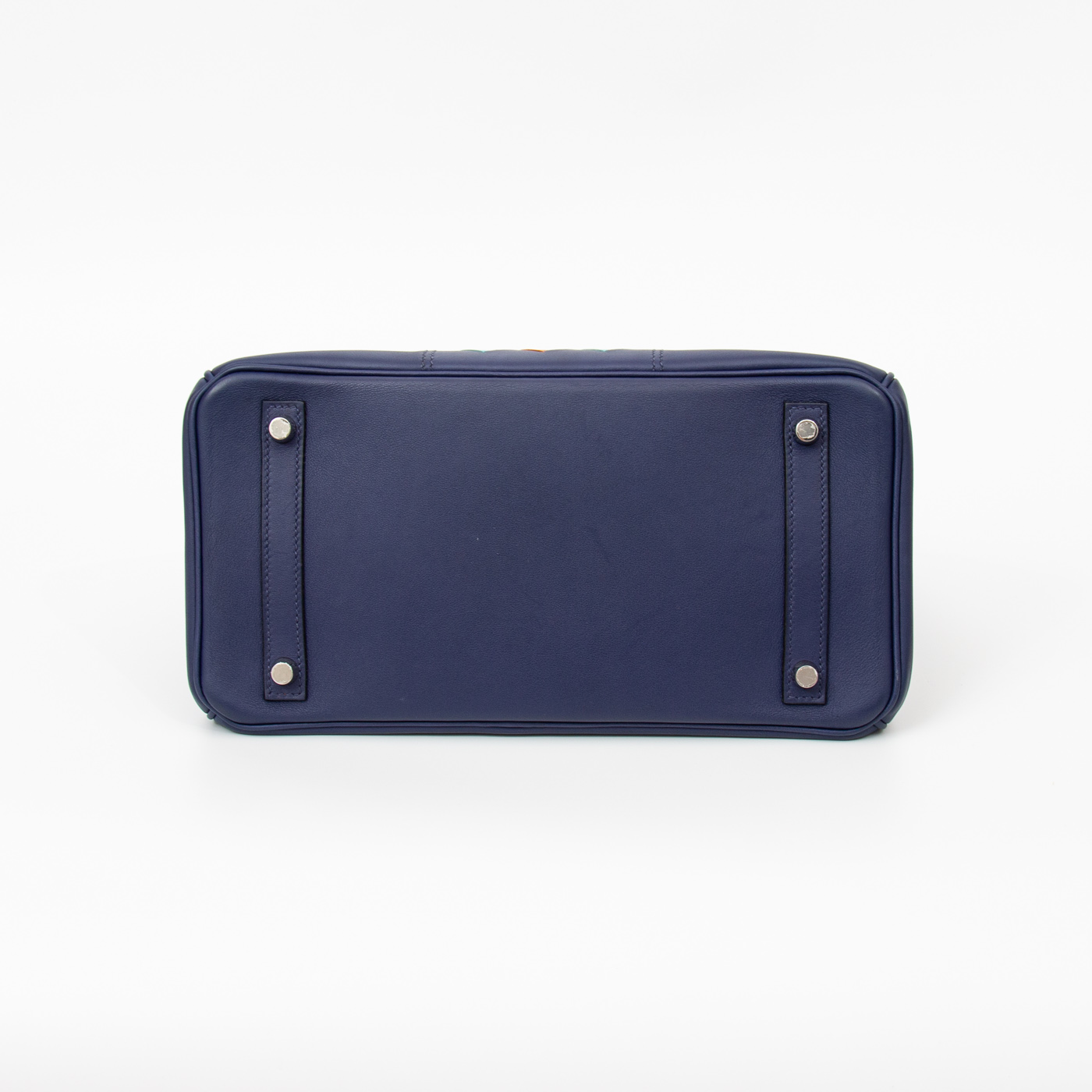 Sac à main Hermès Birkin 30 Tressage Veau Swift bleu avec finitions argentées, 2019 – Image 5