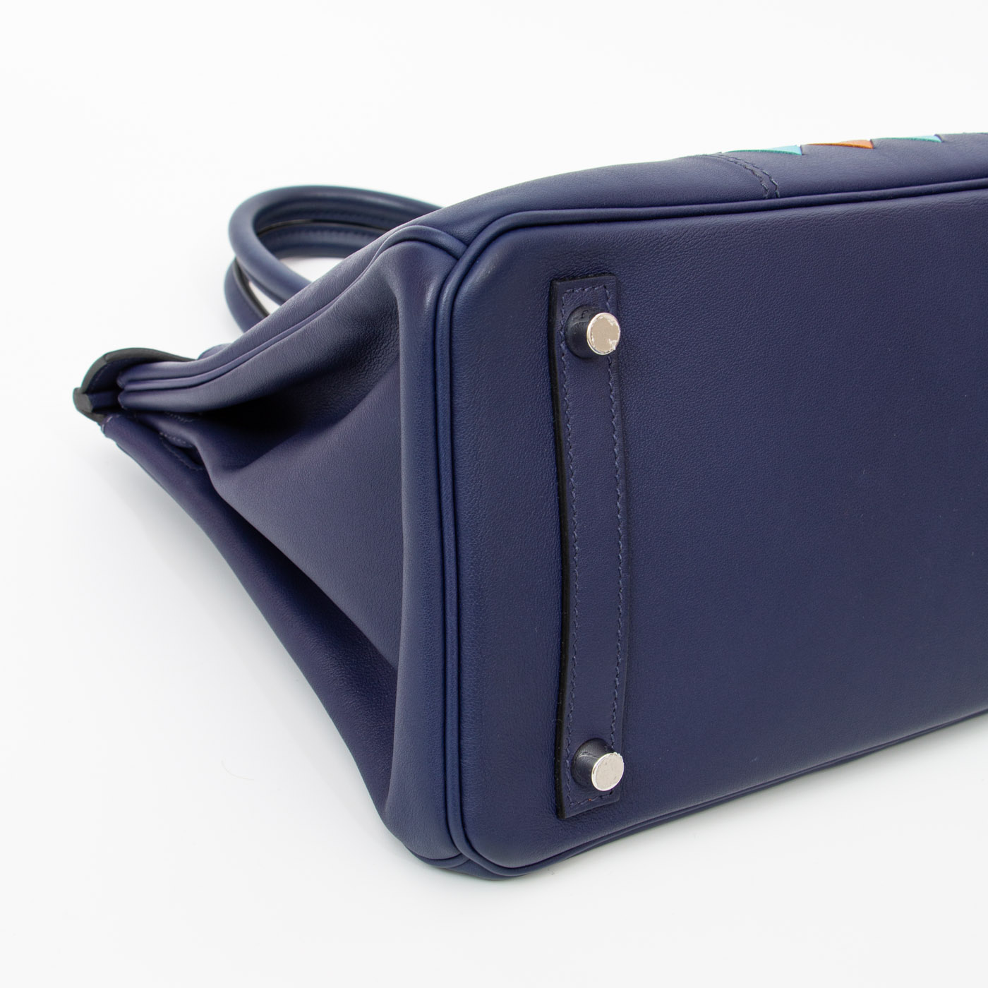 Sac à main Hermès Birkin 30 Tressage Veau Swift bleu avec finitions argentées, 2019 – Image 8