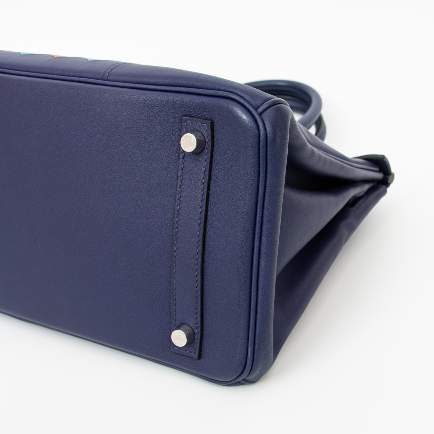 Sac à main Hermès Birkin 30 Tressage Veau Swift bleu avec finitions argentées, 2019 – Image 9