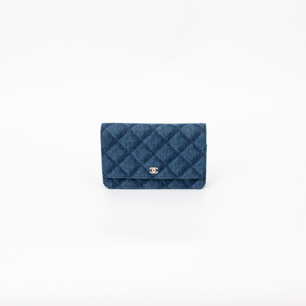 Chanel Wallet on Chain Tasche Denim Und Leder Blau Mit Goldener Hardware ALKGK068 Neu