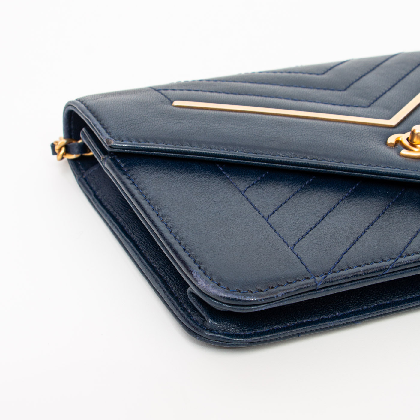 Chanel Tasche Wallet on Chain Chevron Blau Mit Goldener Hardware 2017–2018 24641166 – Bild 8