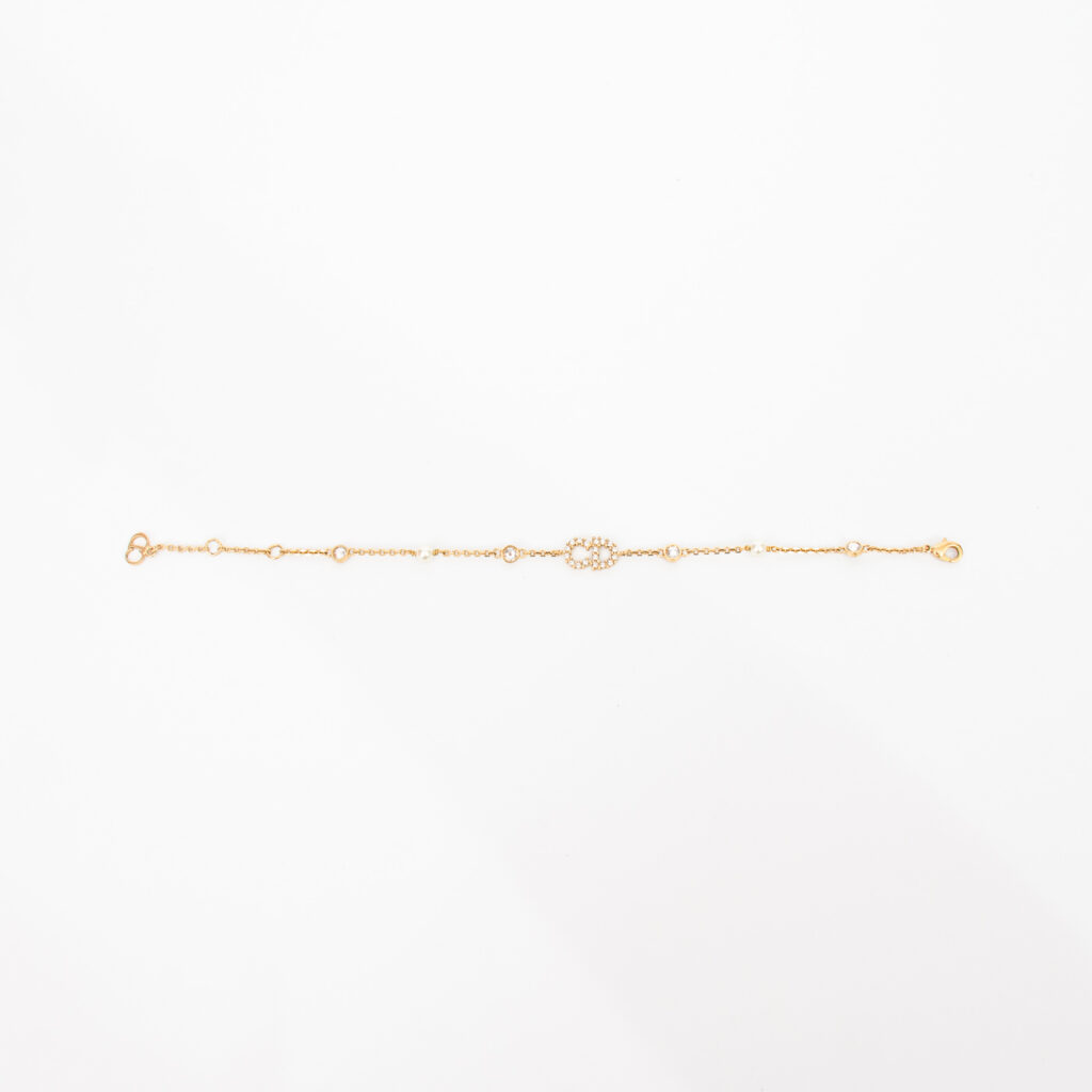 Christian Dior CD Armband Gold mit Kristallen und Perlen