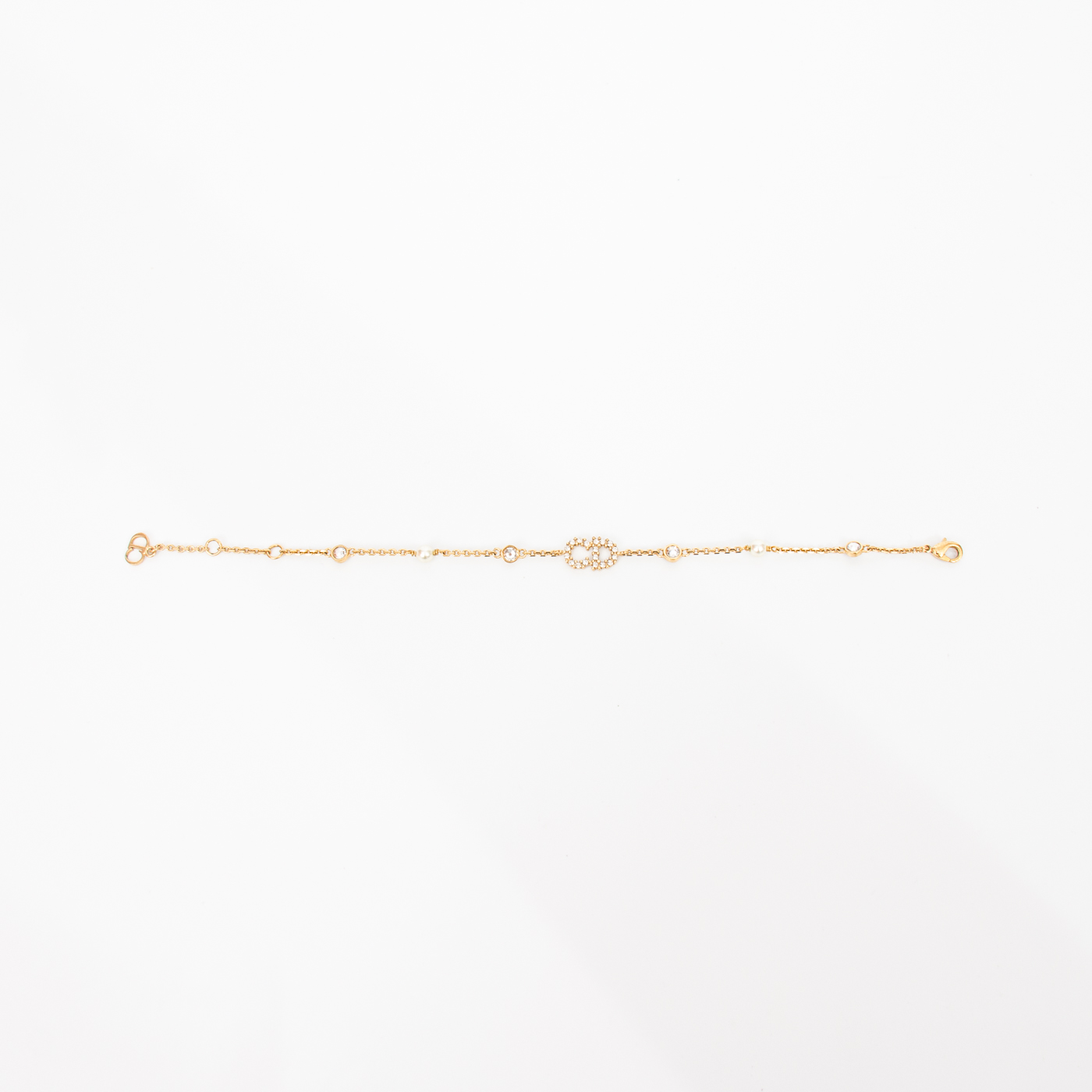 Bracelet Christian Dior CD, or avec cristaux et perles