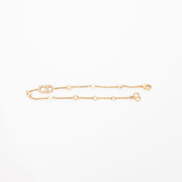 Bracelet Christian Dior CD, or avec cristaux et perles