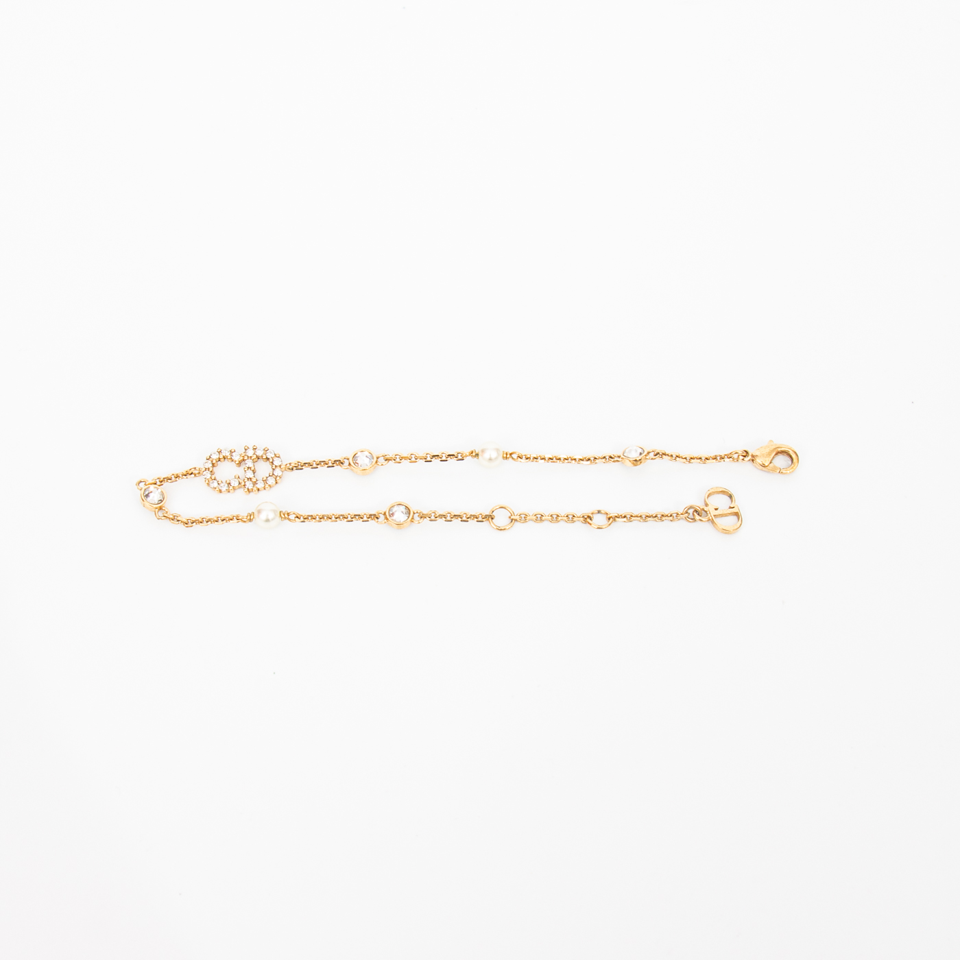 Bracelet Christian Dior CD, or avec cristaux et perles – Image 2