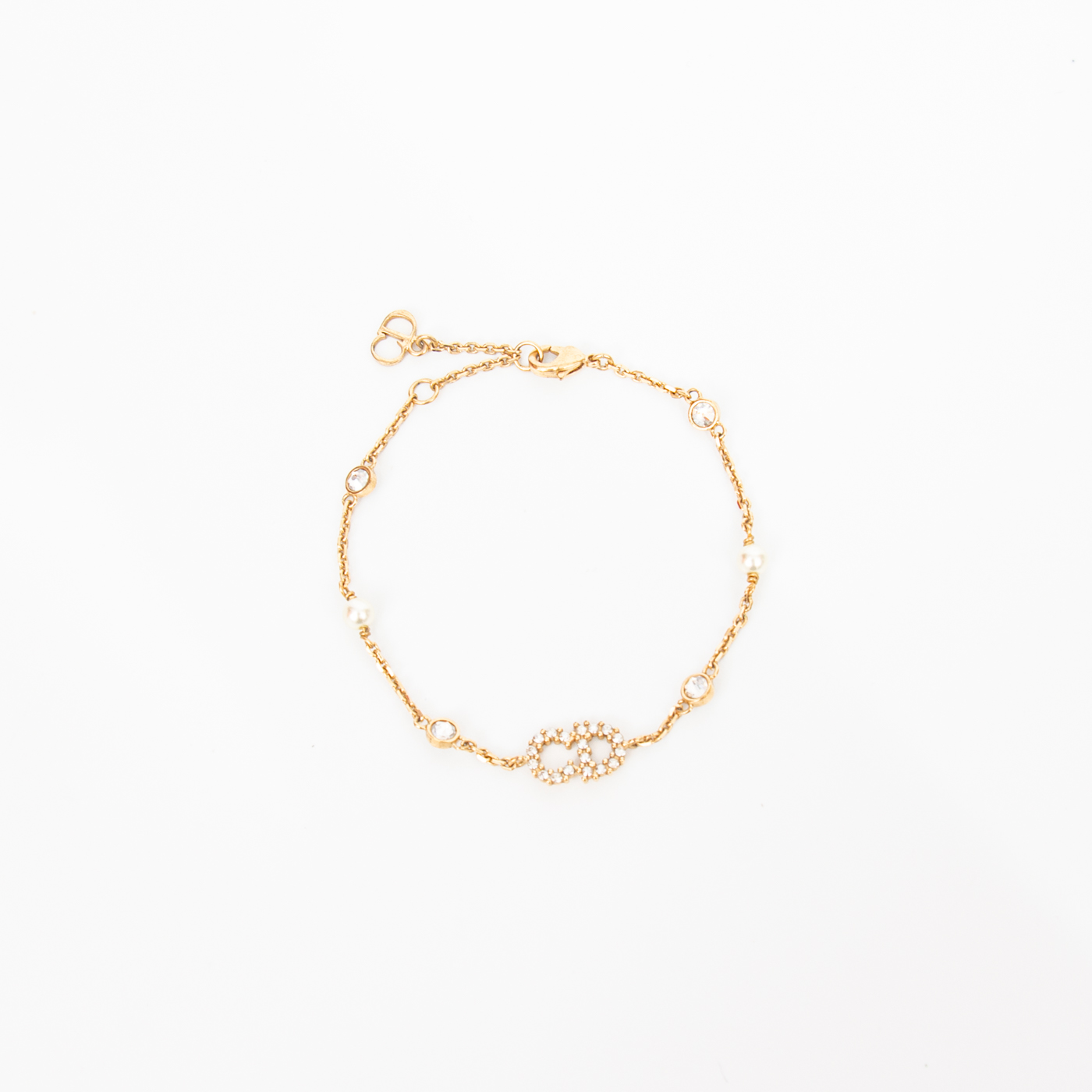 Bracelet Christian Dior CD, or avec cristaux et perles – Image 4
