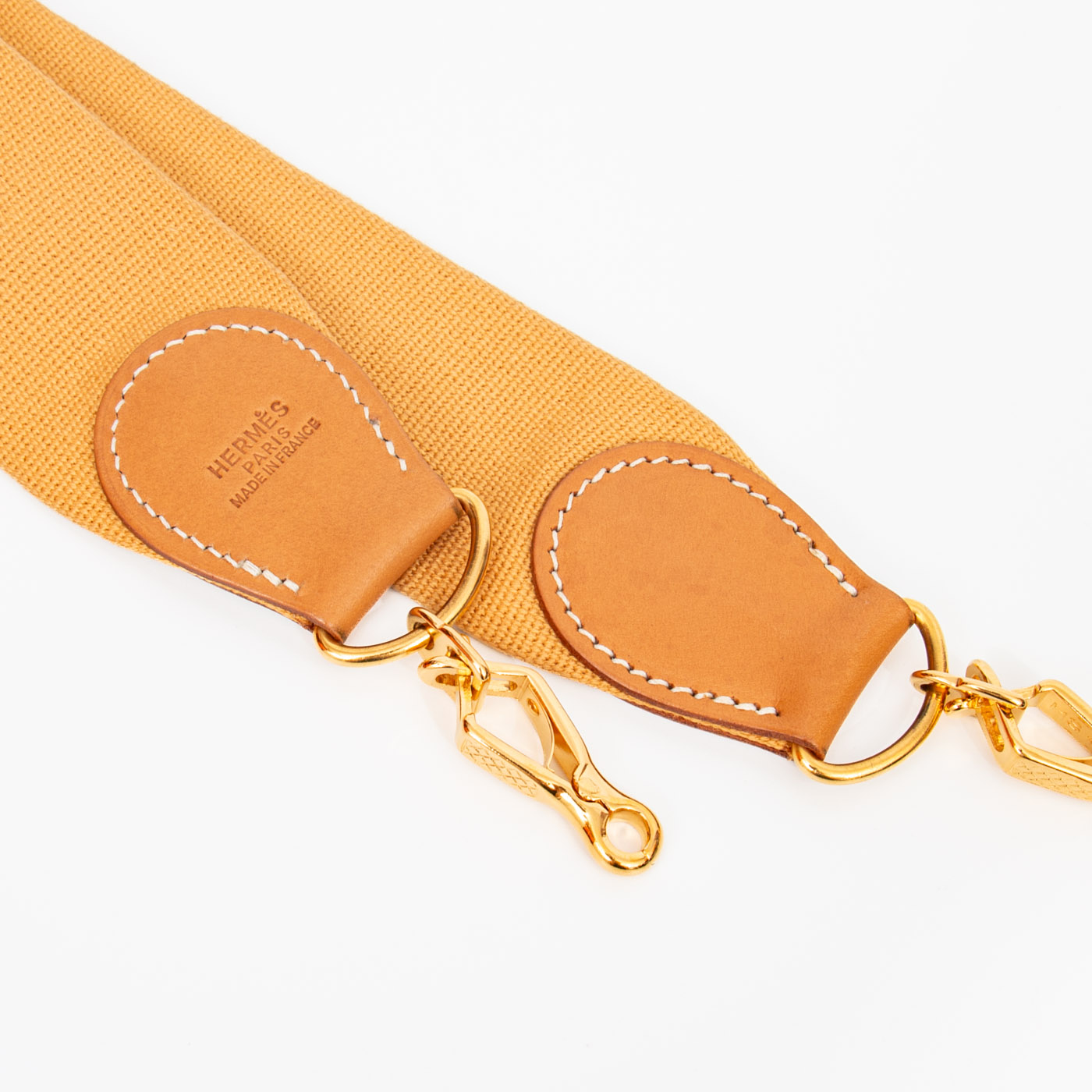 Hermès Schulterriemen Sangle Cavale Naturleder Gold 109 cm – Bild 4