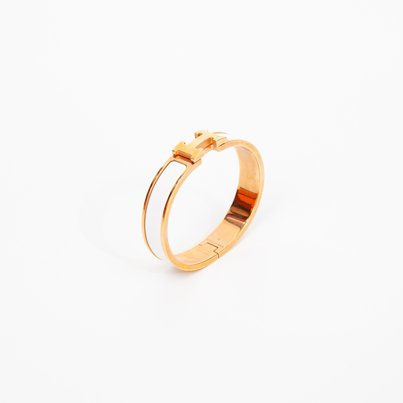 Bracelet Hermès Clic H PM en or blanc émaillé 16 cm – Image 3