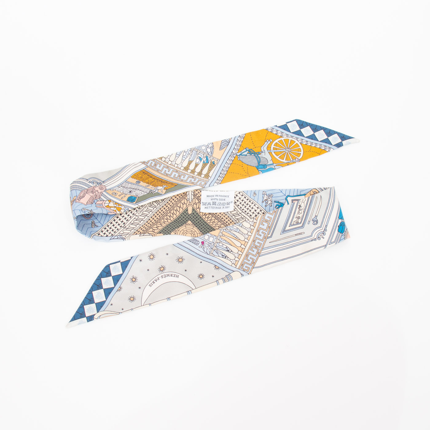 Twilly Hermès C est la Fête, foulard en soie bleu clair rosé – photo 2