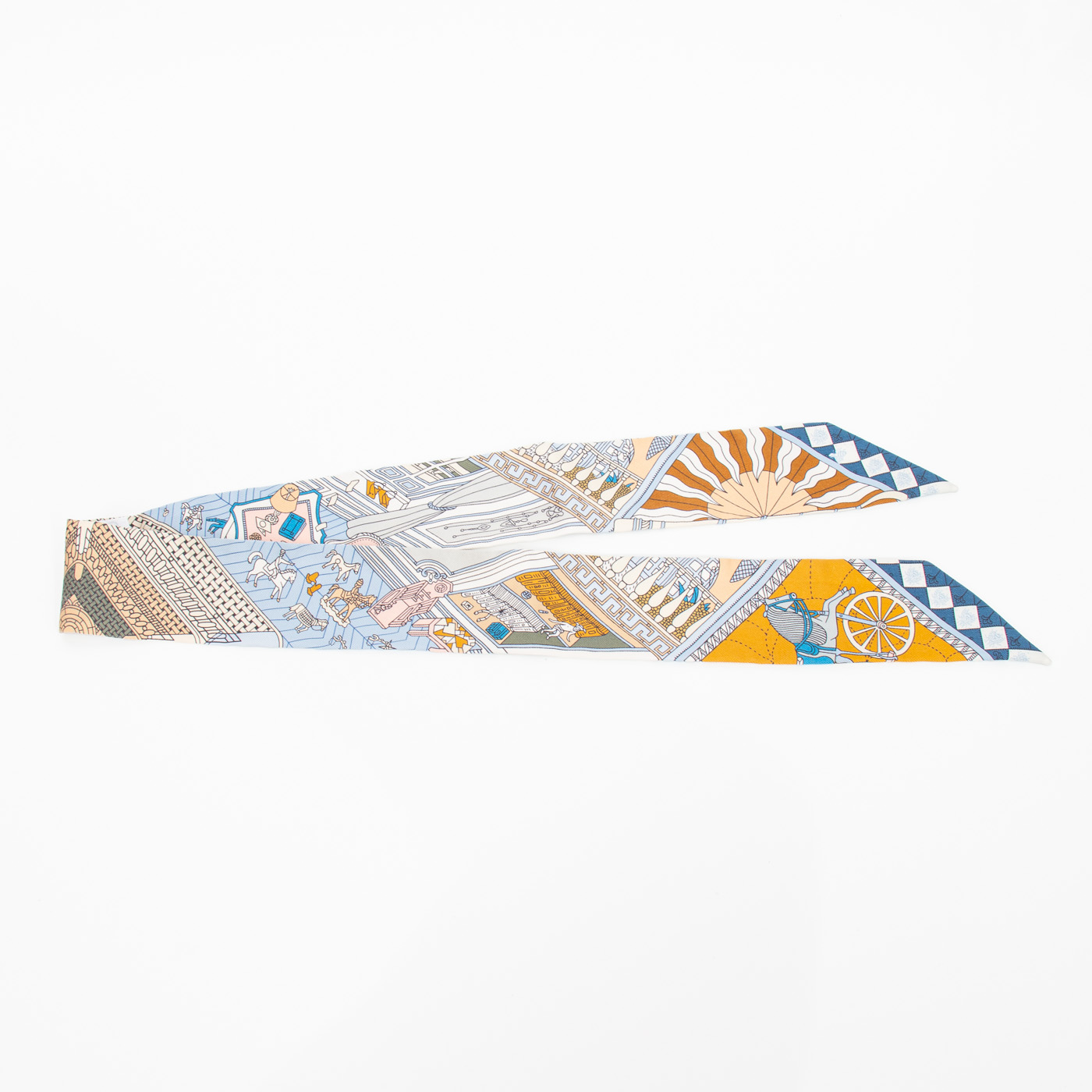 Twilly Hermès C est la Fête, foulard en soie bleu clair rosé – photo 3