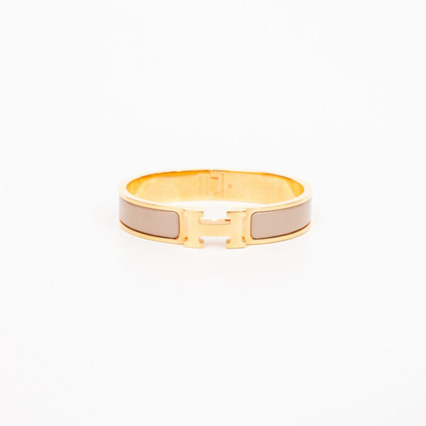 Bracelet Hermès Clic H PM Taupe Or Émail