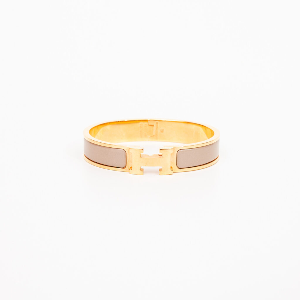 Hermès Clic H Armreif PM Taupe Gold Emaille