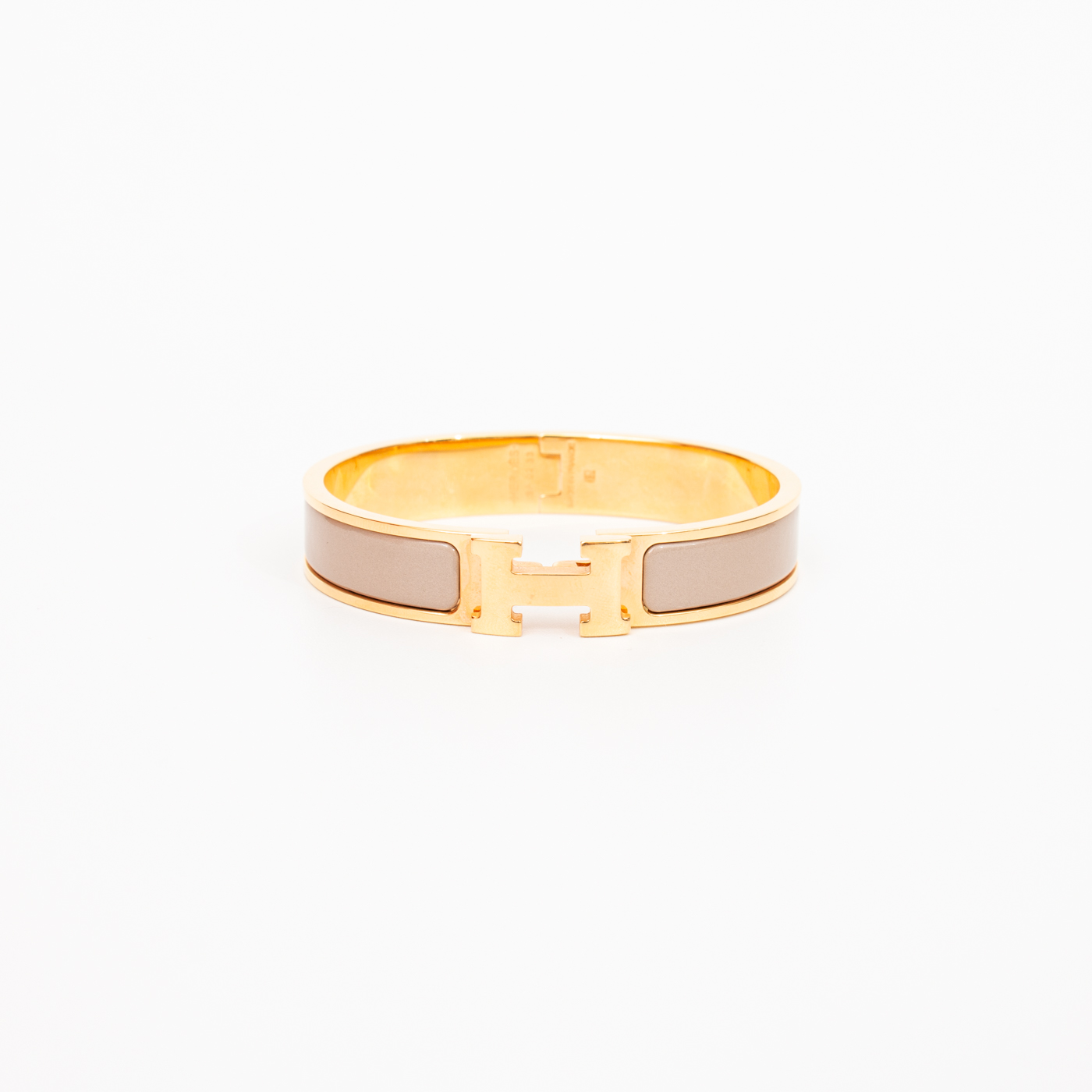 Bracelet Hermès Clic H PM Taupe Or Émail