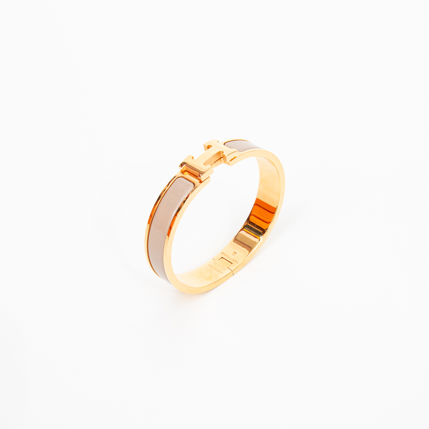 Bracelet Hermès Clic H PM Taupe Or Émail – Image 3