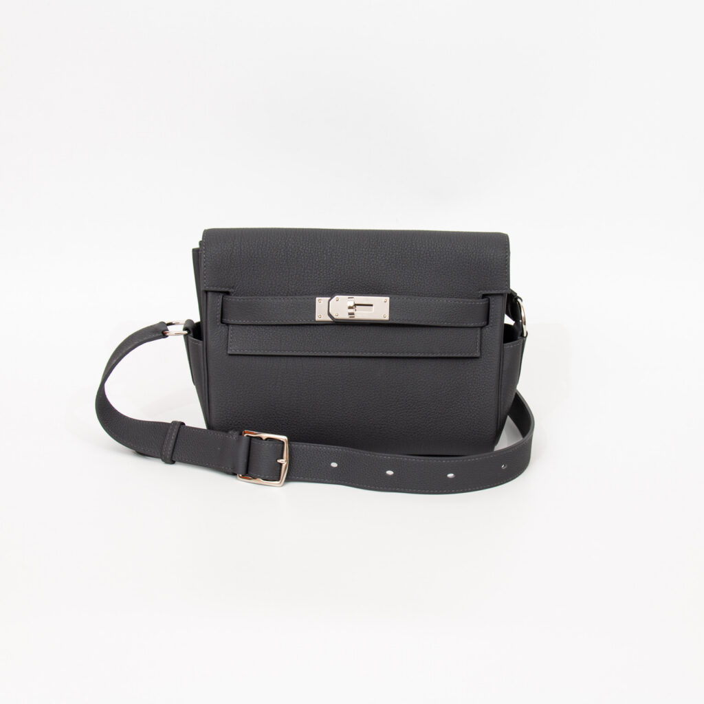 Hermès Kelly Messenger PM Veau Togo Leather 85 Ardóise Grey with Silver Hardware