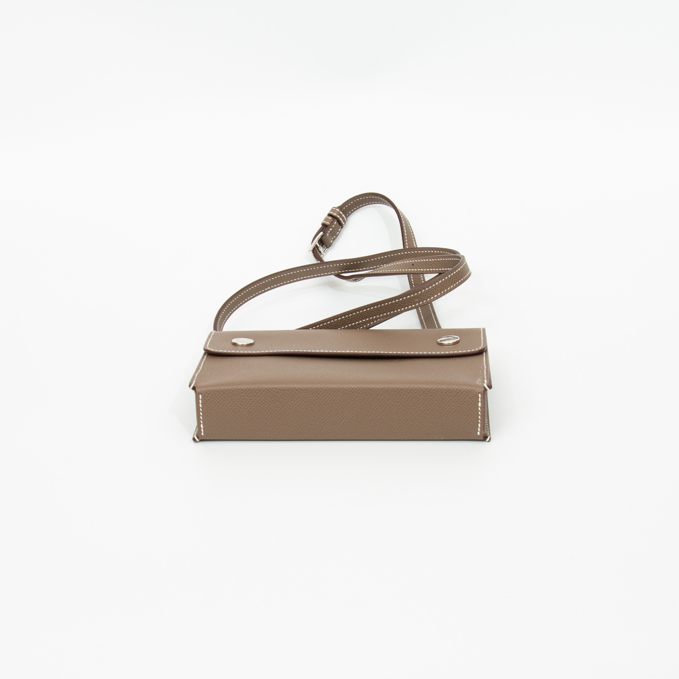 Hermès On Chain Crossbody leather bag in etoupe with palladium hardware – Image 5