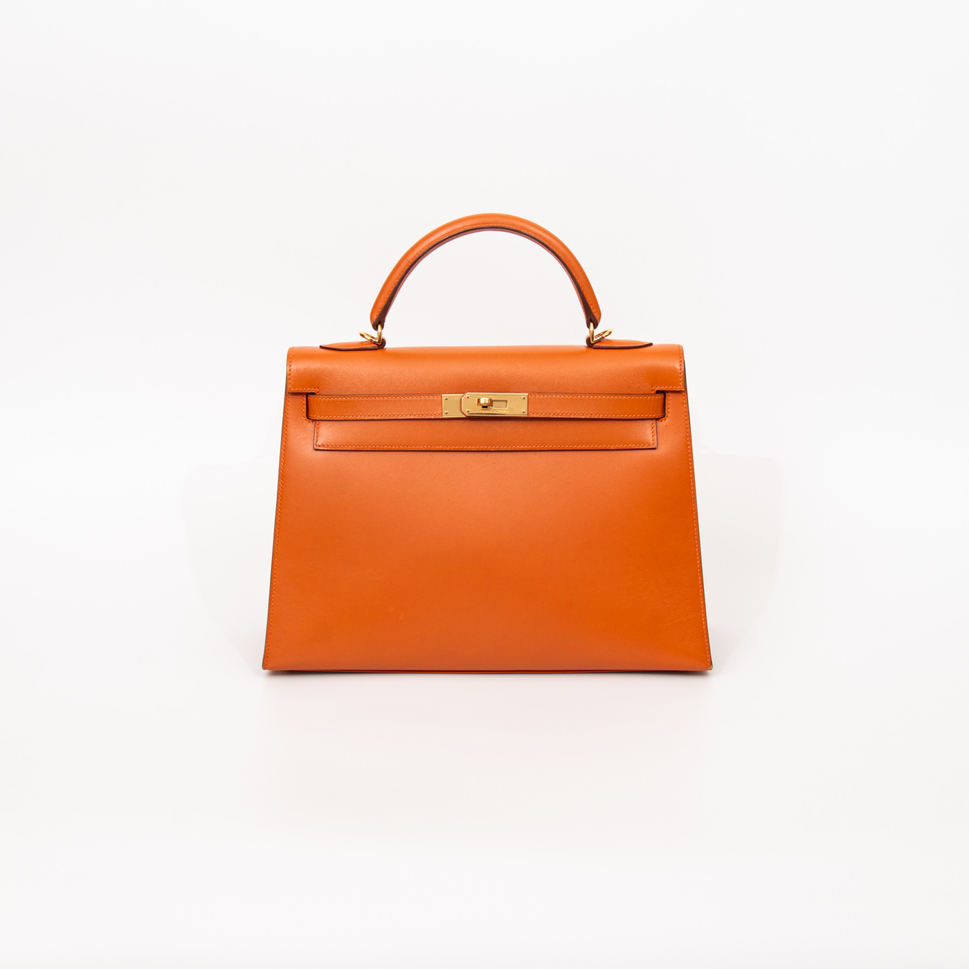Bolso Hermès Kelly 32 de piel Boxcalf naranja con herrajes dorados, 2004
