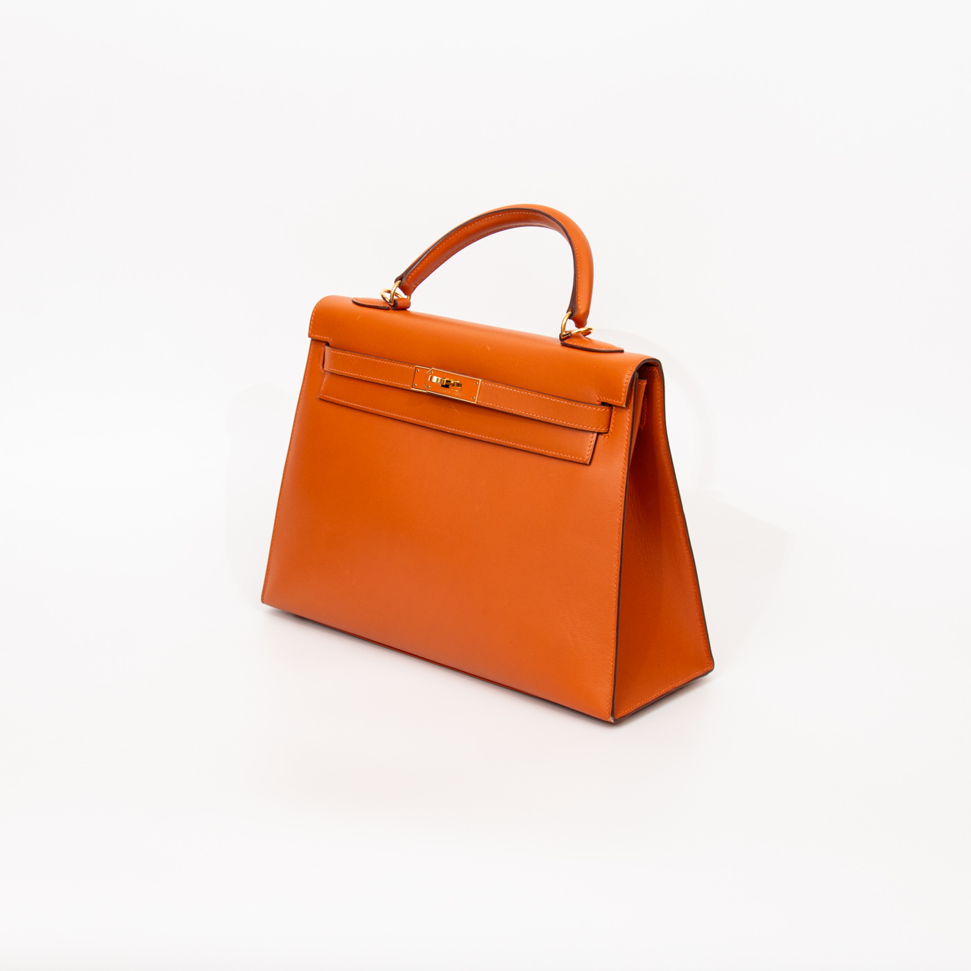 Bolso Hermès Kelly 32 de piel Boxcalf naranja con herrajes dorados, 2004 – Imagen 3