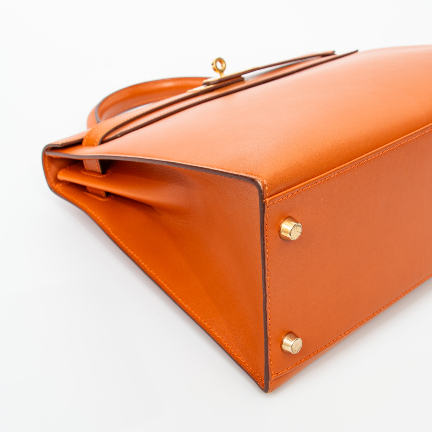 Bolso Hermès Kelly 32, piel de becerro, naranja con herrajes dorados, 2004 – Imagen 7