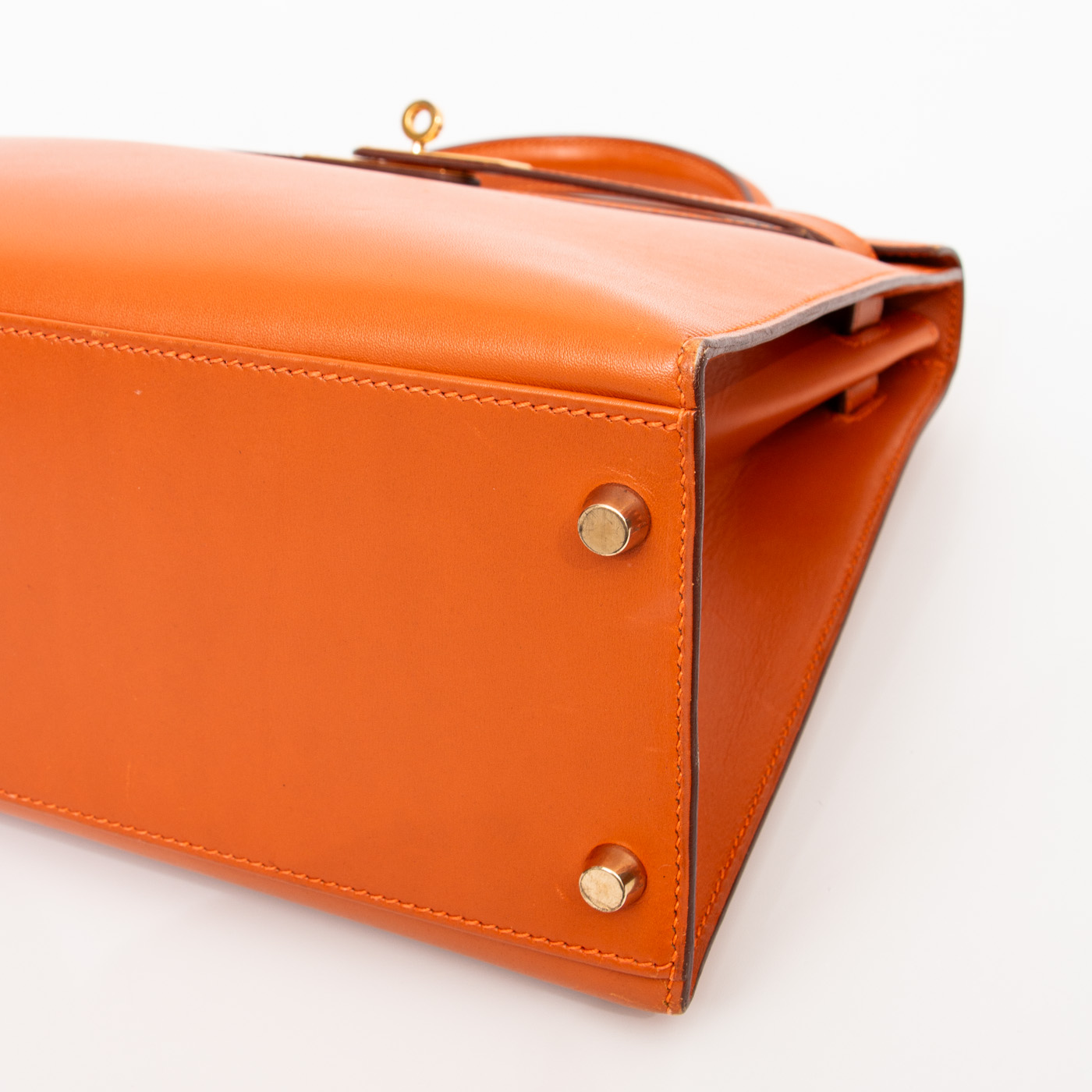 Bolso Hermès Kelly 32, piel de becerro, naranja con herrajes dorados, 2004 – Imagen 8