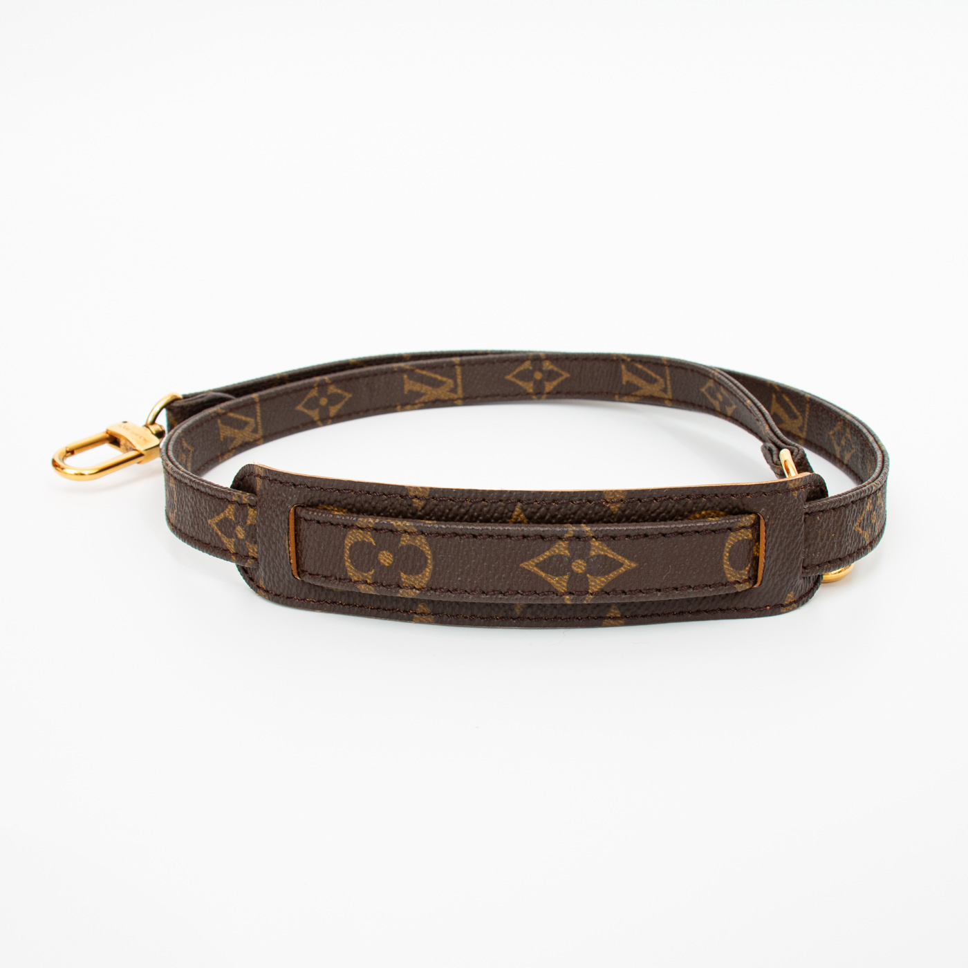 Bandoulière Louis Vuitton en toile marron avec finitions dorées – Image 3
