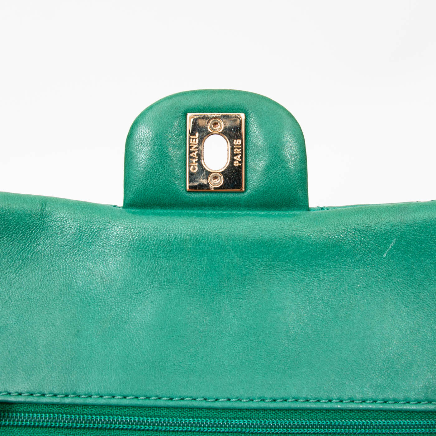 Bolso Chanel de piel de cordero con doble solapa, verde con herrajes dorados, 2008–2009, 12632288 – Imagen 10