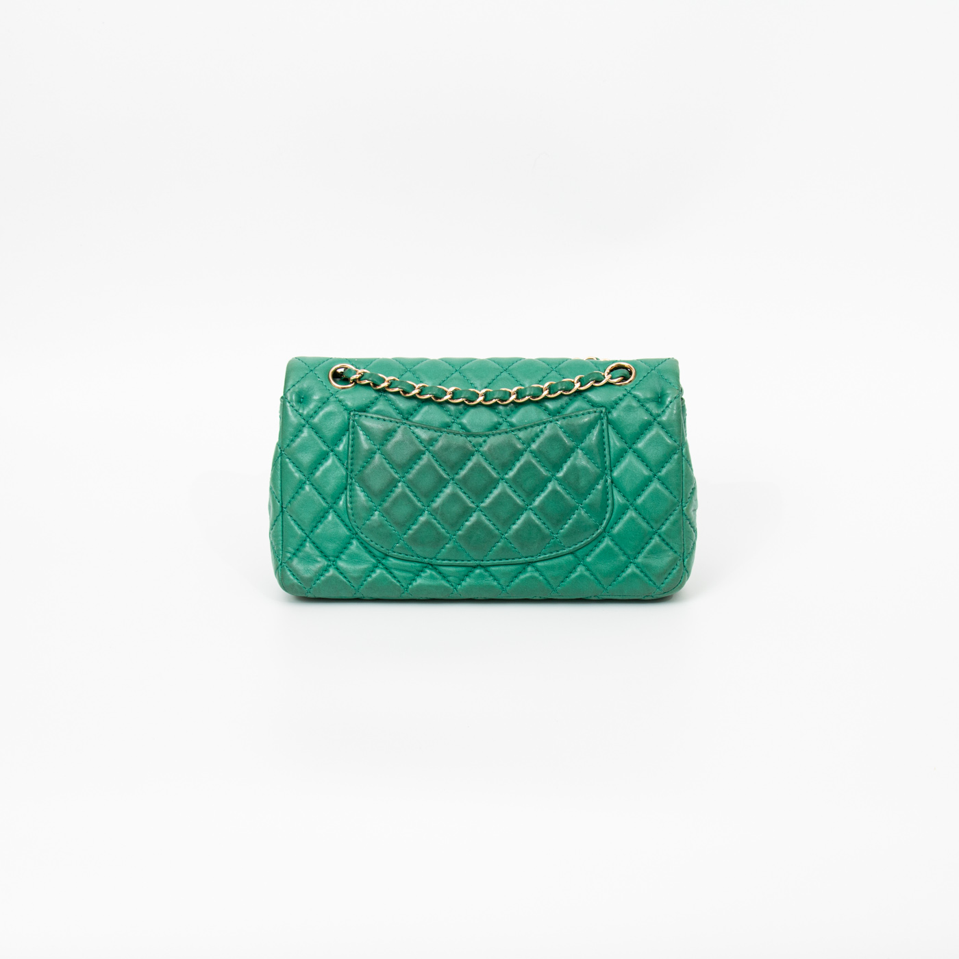 Bolso Chanel de piel de cordero con doble solapa, verde con herrajes dorados, 2008–2009, 12632288 – Imagen 4