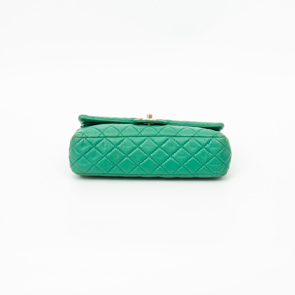 Chanel Tasche Lambskin Double Flap Grün Mit Goldener Hardware 2008–2009 12632288