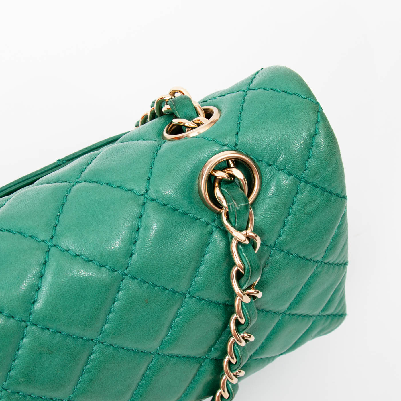 Bolso Chanel de piel de cordero con doble solapa, verde con herrajes dorados, 2008–2009, 12632288 – Imagen 8