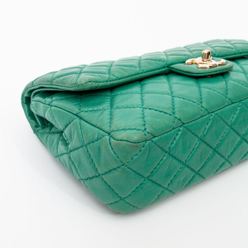 Chanel Tasche Lambskin Double Flap Grün Mit Goldener Hardware 2008–2009 12632288 – Bild 9