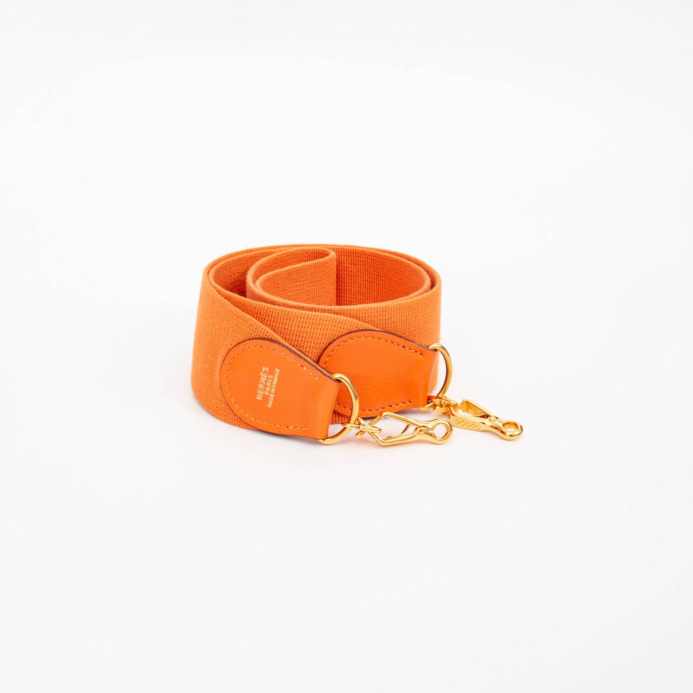 Hermès bandoulière Sangle Cavale Cuir Swift Orange 109 cm