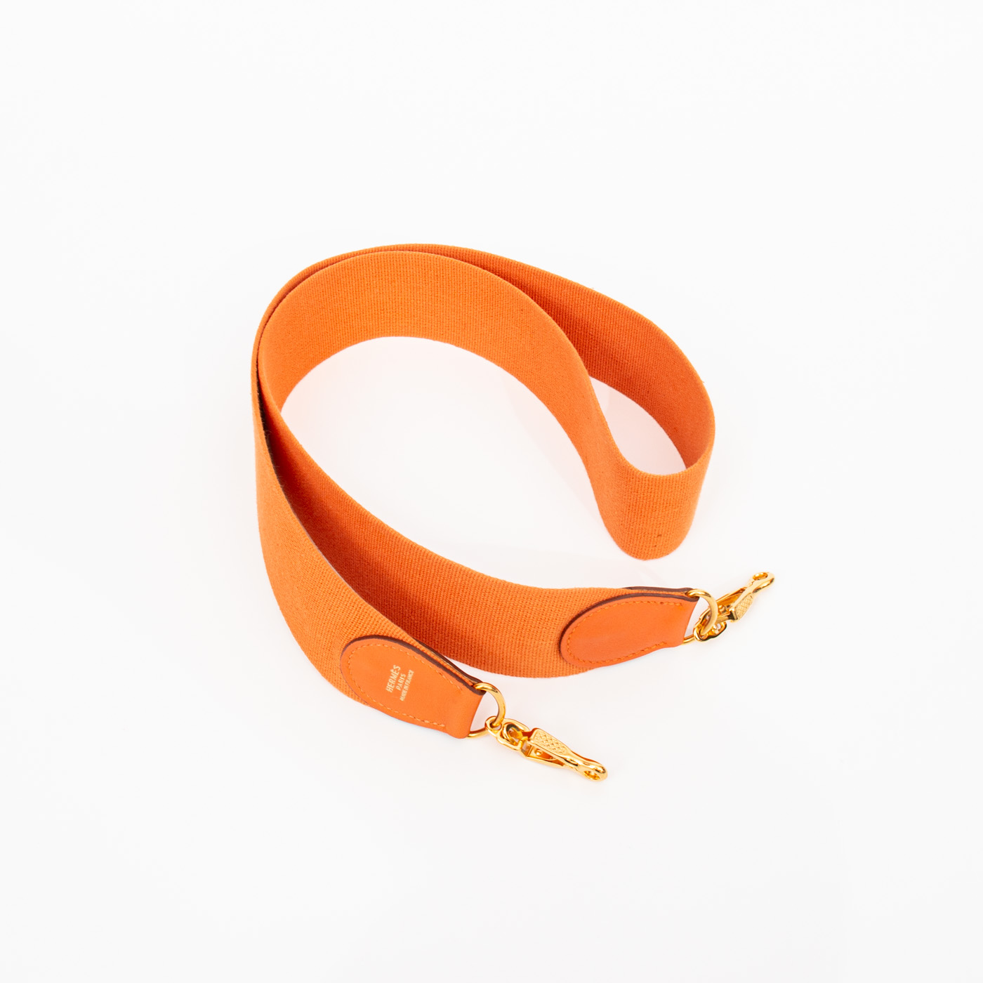 Bandoulière Hermès Sangle Cavale Cuir Swift Orange 109 cm – photo 3