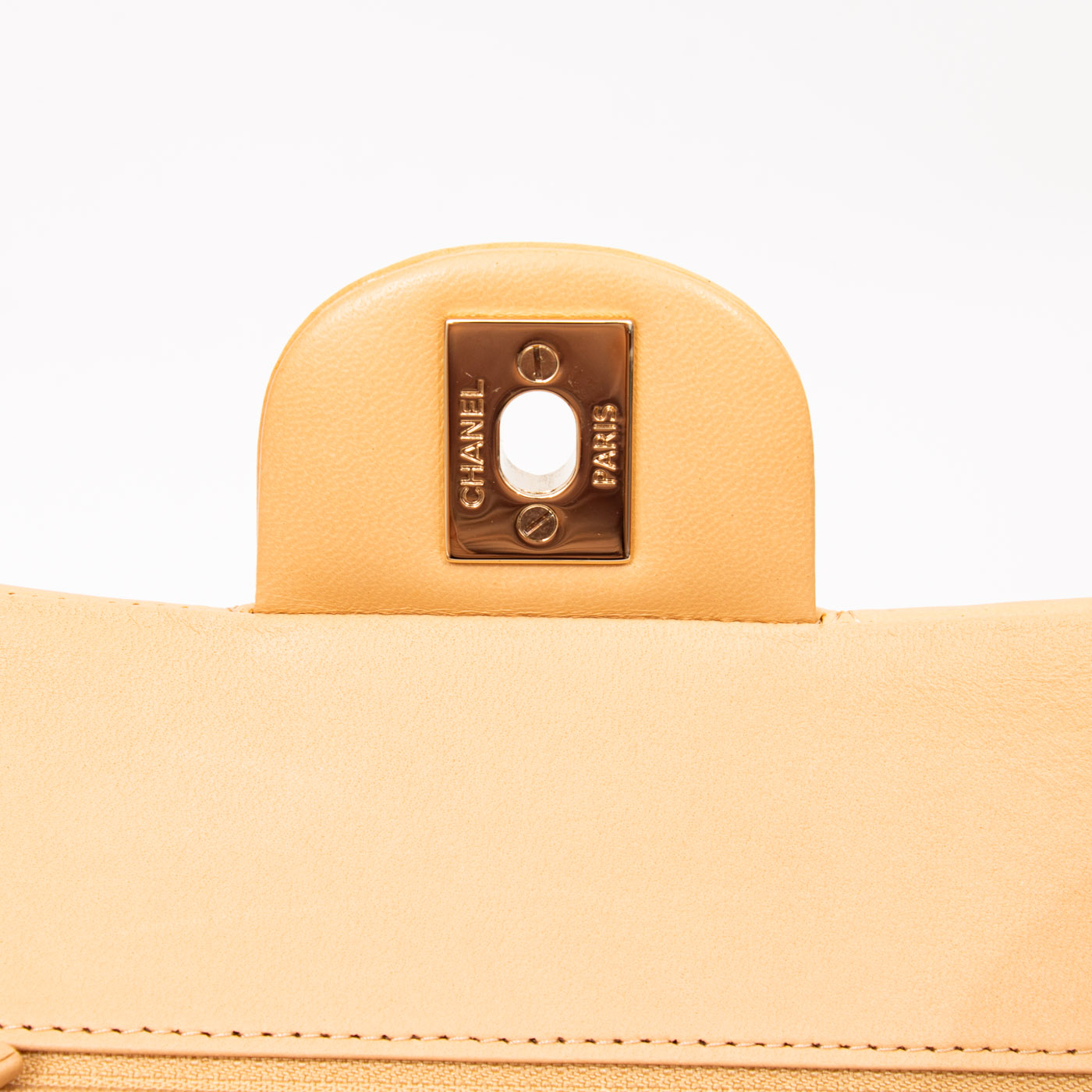 Chanel Timeless Lambskin Double Flap Handbag in Beige with Gold Hardware T4L7L6K5 – Image 10