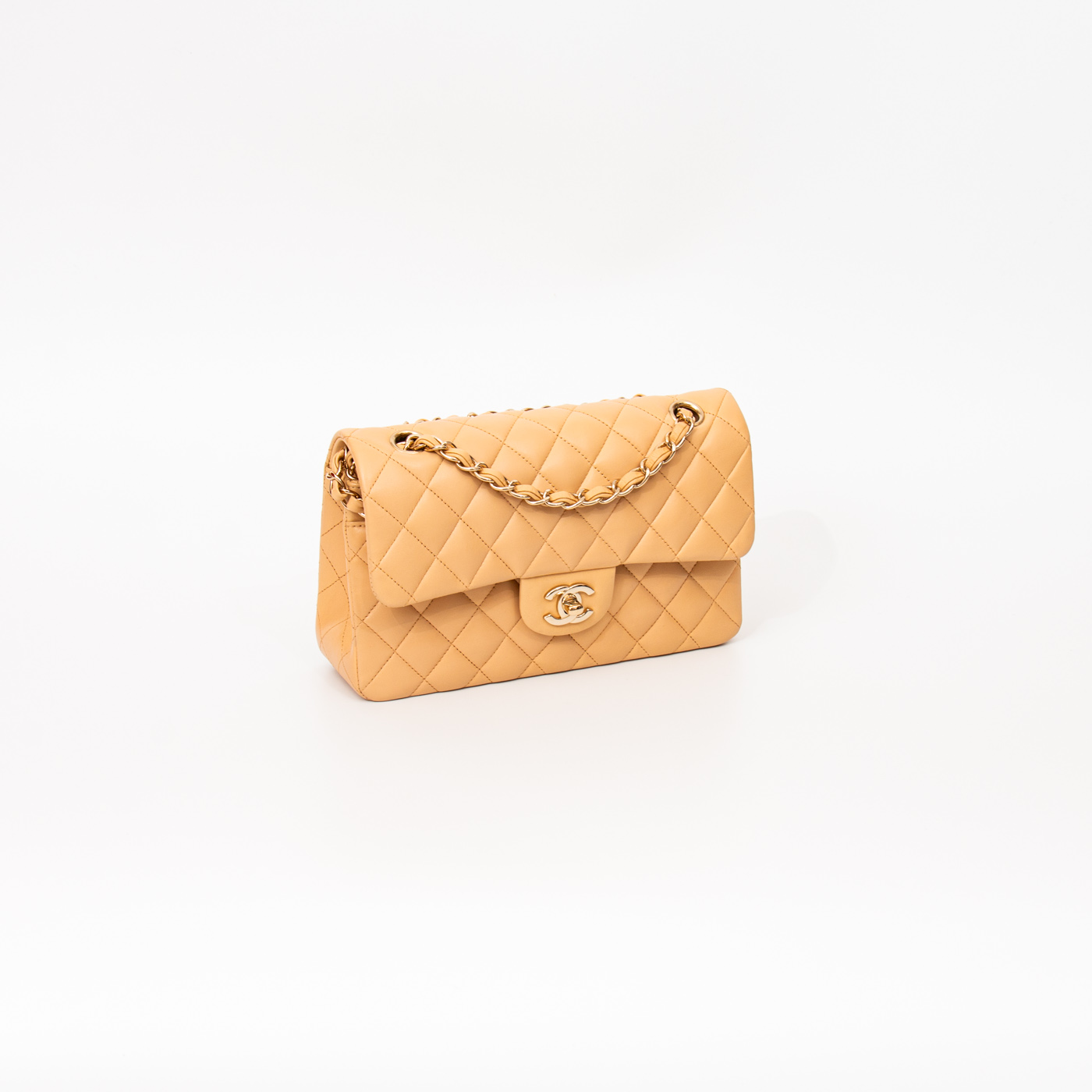 Chanel Timeless Lambskin Double Flap Handbag in Beige with Gold Hardware T4L7L6K5 – Image 2