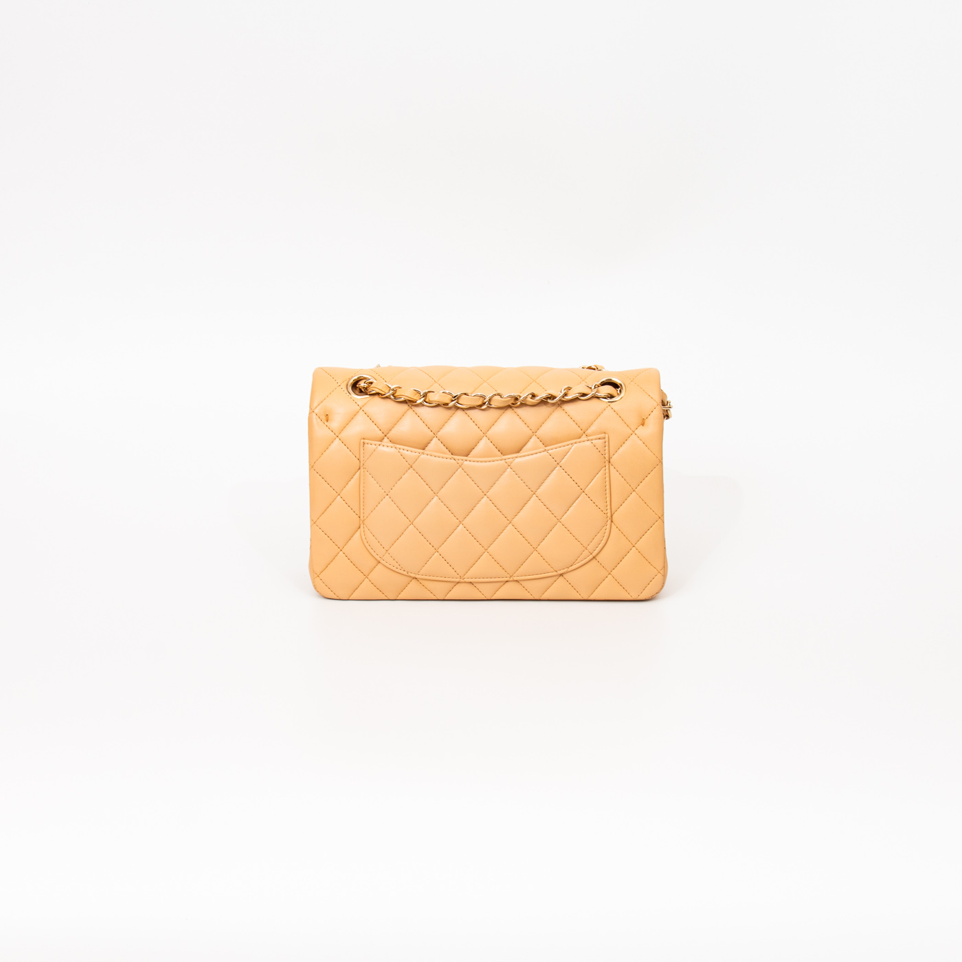 Chanel Timeless Lambskin Double Flap Handbag in Beige with Gold Hardware T4L7L6K5 – Image 4