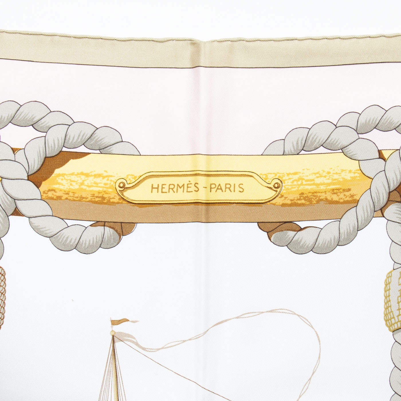 Hermès Carré 90 Foulard en soie Galions rose beige 90 cm – image 3