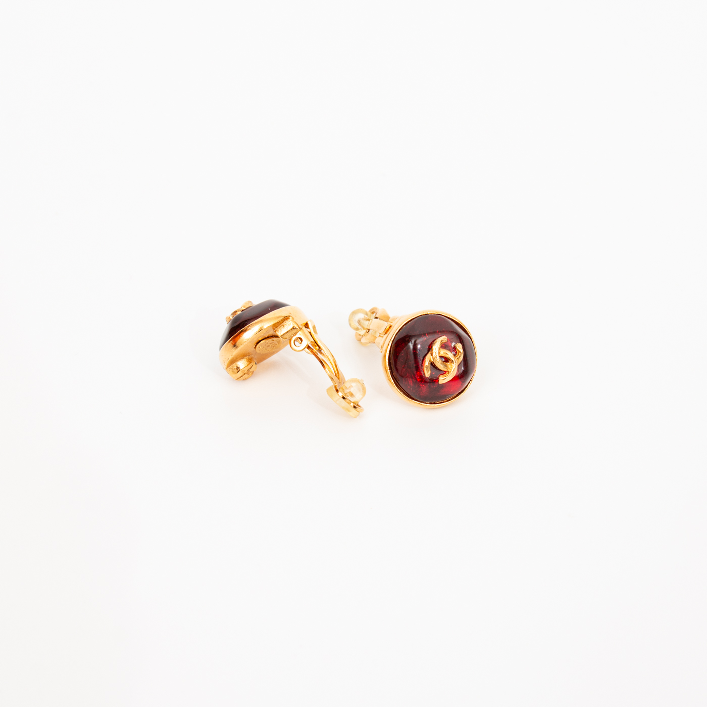 Boucles d'oreilles Chanel CC en or rouge vintage 1999 – Image 3