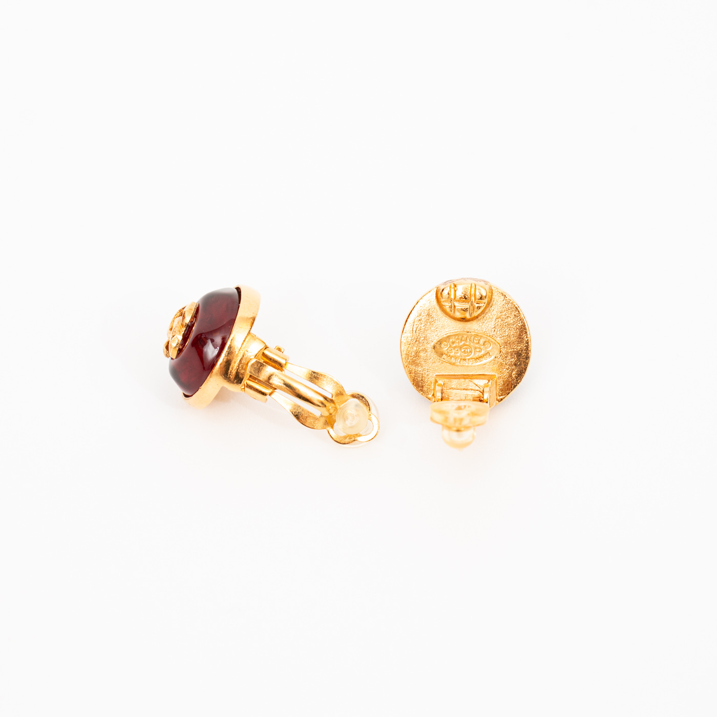 Boucles d'oreilles Chanel CC en or rouge vintage 1999 – Image 4