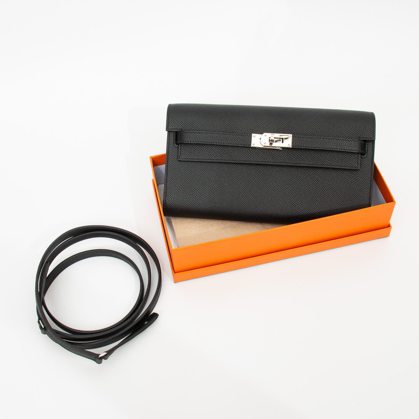 Hermès Kelly to Go Epsom Leder in Noir Schwarz mit Palladium Hardware