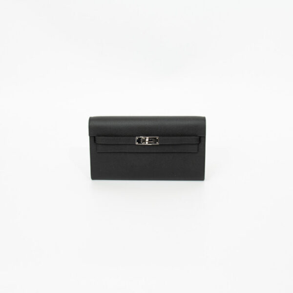 Hermès Kelly to Go Epsom Leder in Noir Schwarz mit Palladium Hardware