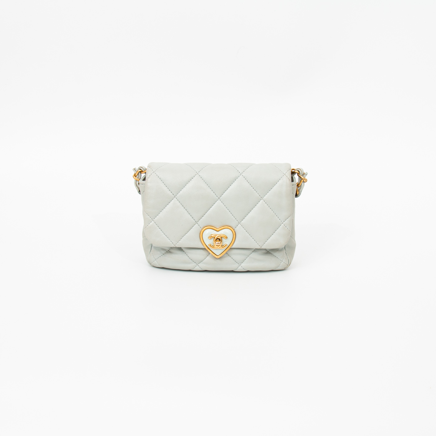 Sac à main Chanel Mini Square à rabat simple, bleu avec finitions dorées, 2021 HC9KJ7H9
