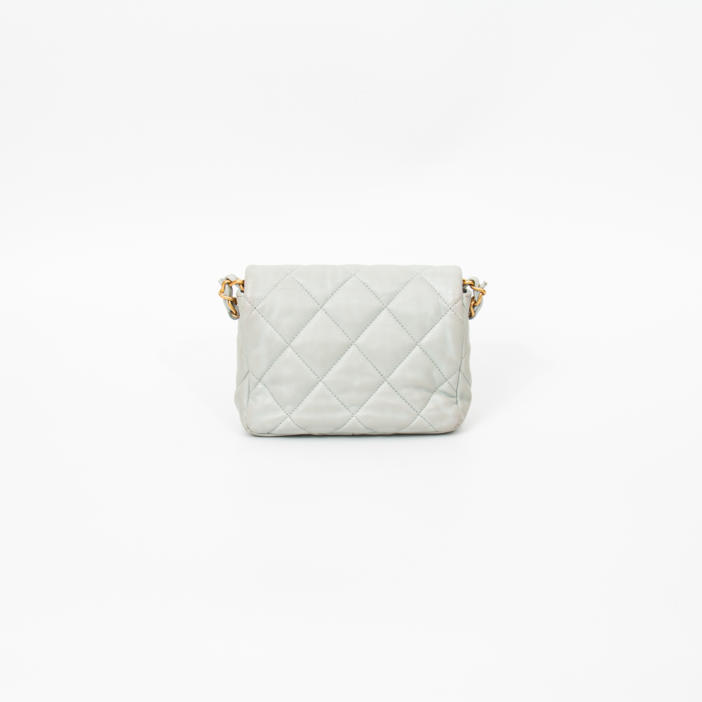 Sac à main Chanel Mini Square à rabat simple, bleu avec finitions dorées, 2021 HC9KJ7H9 – Image 4